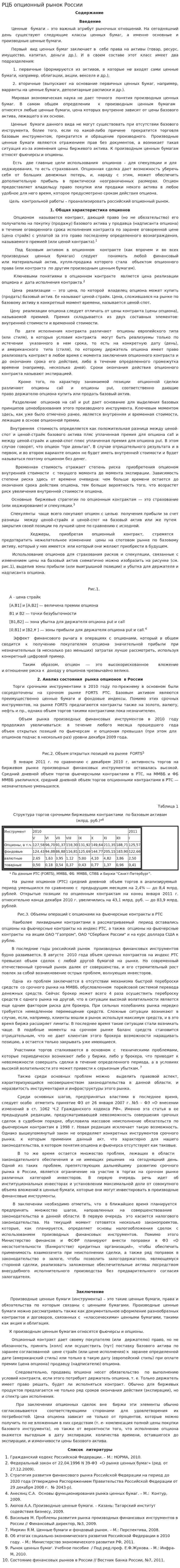 РЦБ опционный рынок России