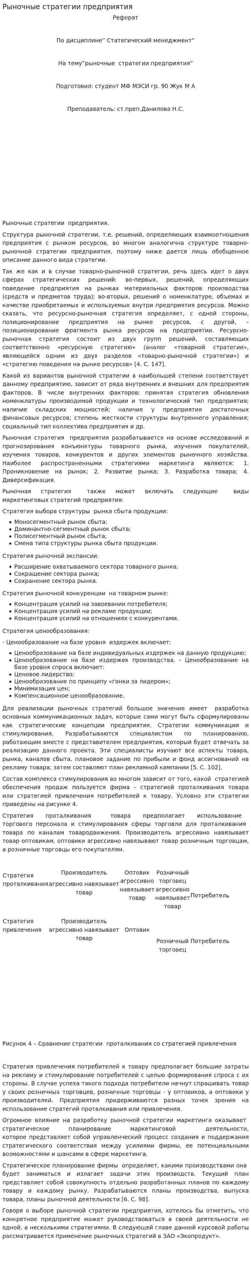 Рыночные стратегии предприятия