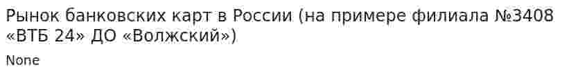 Рынок банковских карт в России (на примере филиала №3408 «ВТБ 24» ДО «Волжский»)