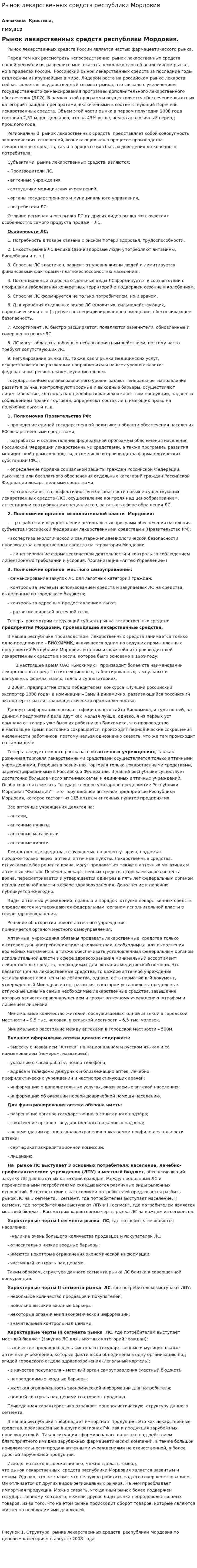 Рынок лекарственных средств республики Мордовия