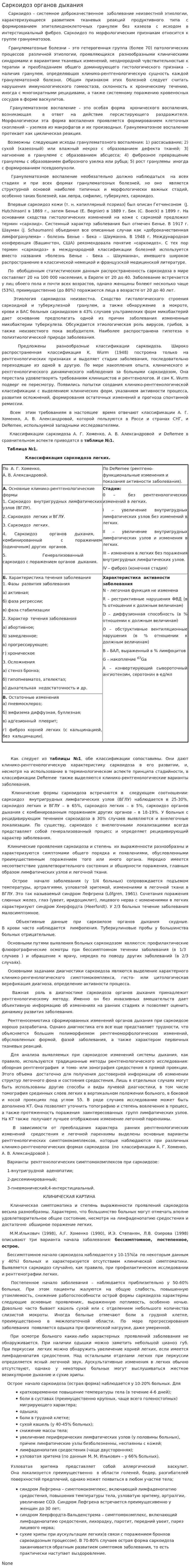 Саркоидоз органов дыхания