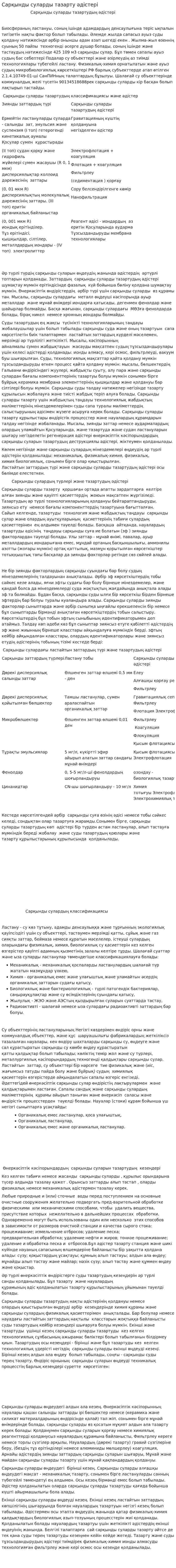 Сарқынды суларды тазарту әдістері