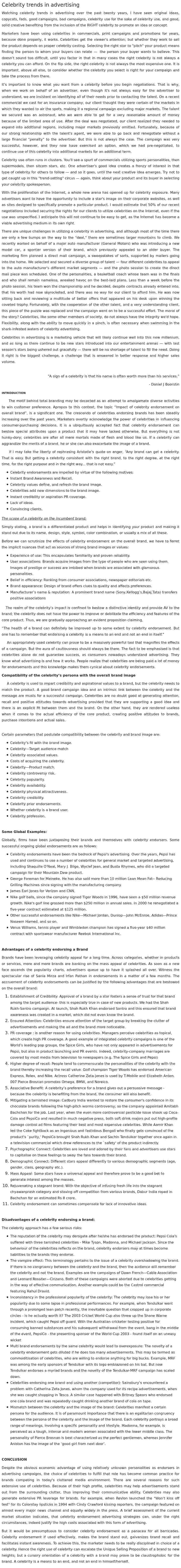 Сelebrity trends in advertising