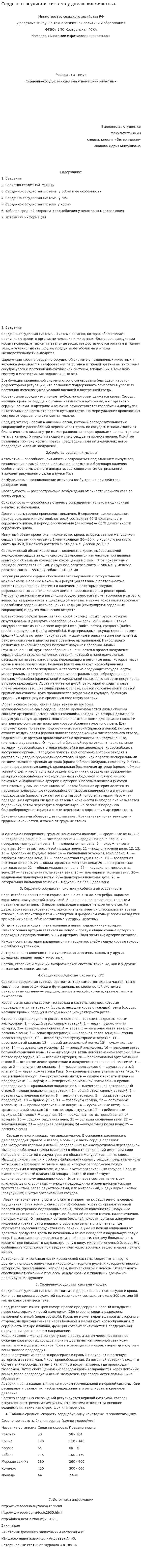 Сердечно-сосудистая система у домашних животных