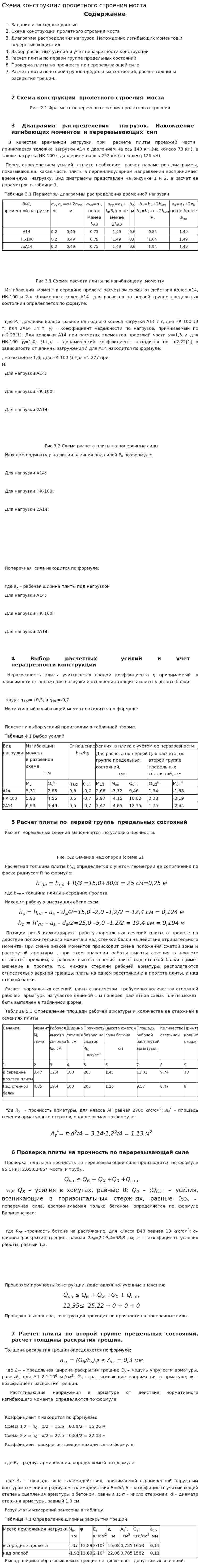 Схема конструкции пролетного строения моста