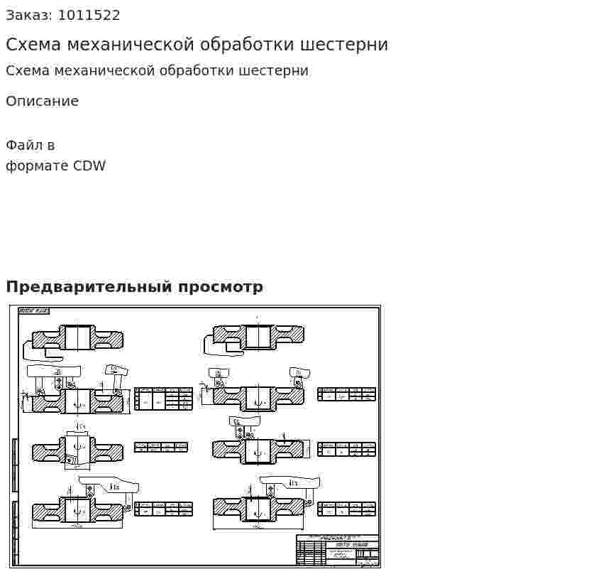 Схема механической обработки шестерни 