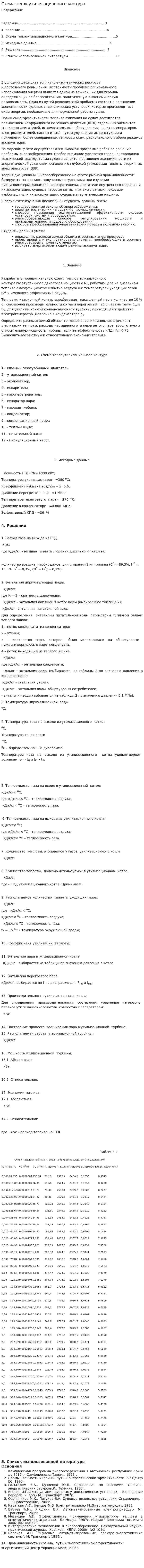 Схема теплоутилизационного контура