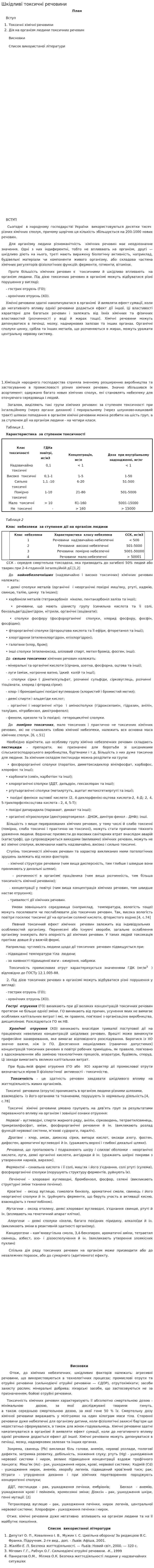 Шкідливі токсичні речовини