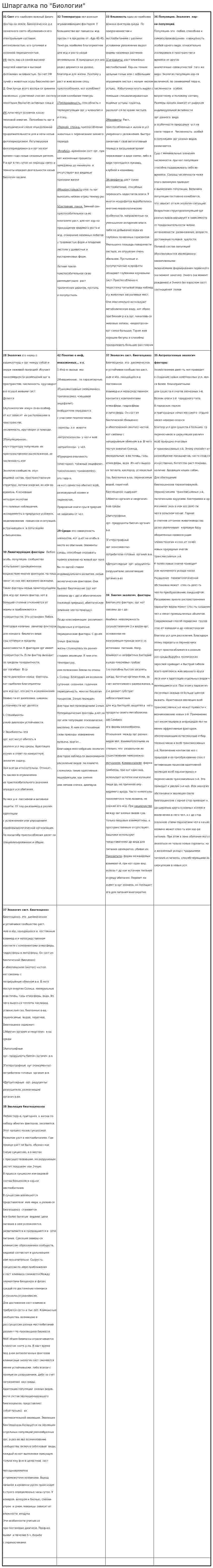 Шпаргалка по "Биологии"