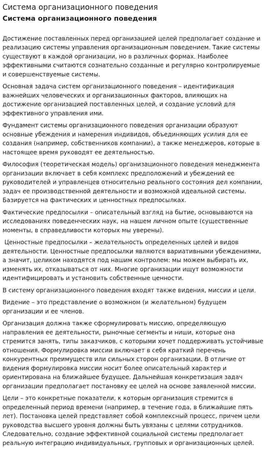 Система организационного поведения