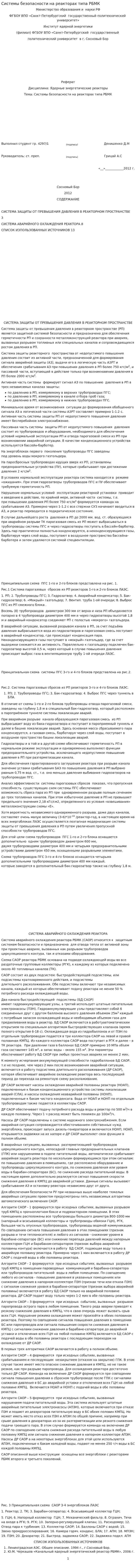 Системы безопасности на реакторах типа РБМК