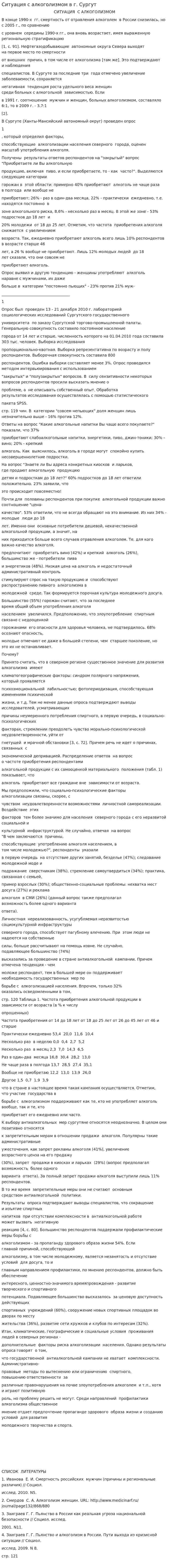 Ситуация с алкоголизмом в г. Сургут