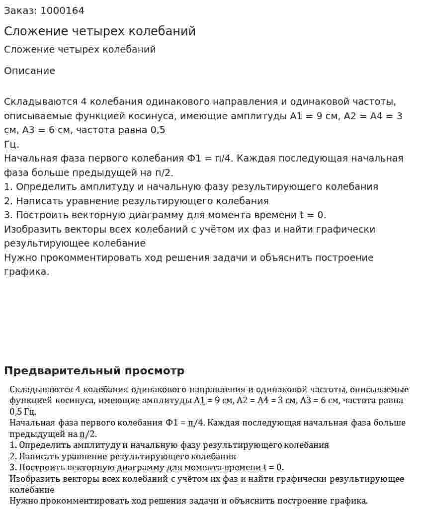 Сложение четырех колебаний 