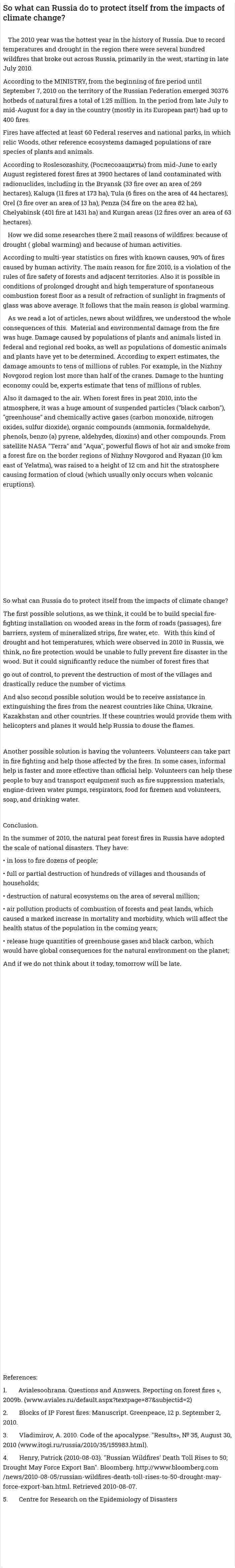 So what can Russia do to protect itself from the impacts of climate change?