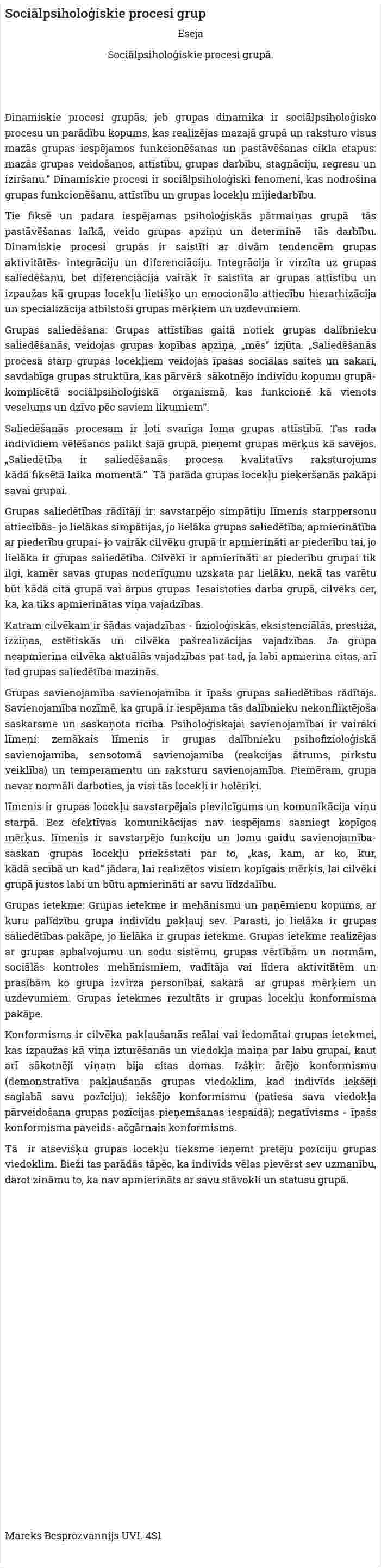 Sociālpsiholoģiskie procesi grup