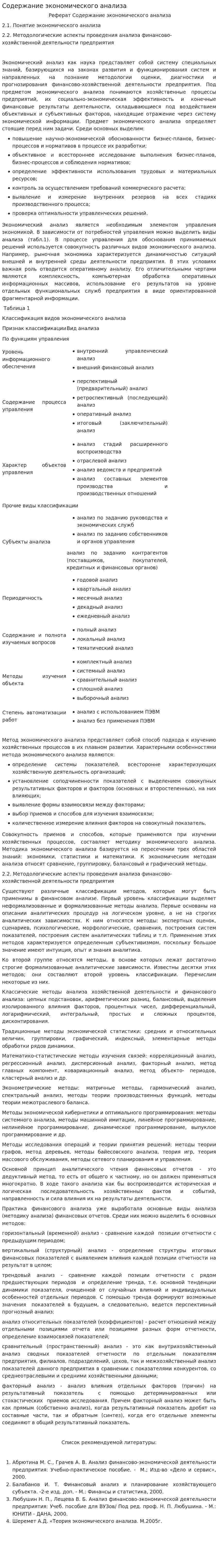 Содержание экономического анализа. 2