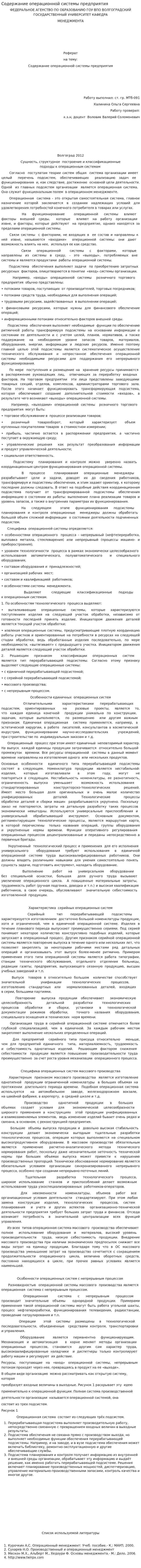 Содержание операционной системы предприятия