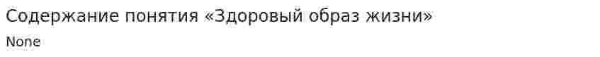 Содержание понятия «Здоровый образ жизни»