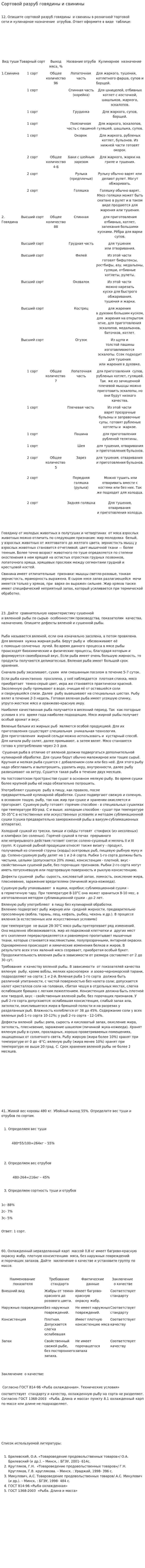 Сортовой разруб говядины и свинины