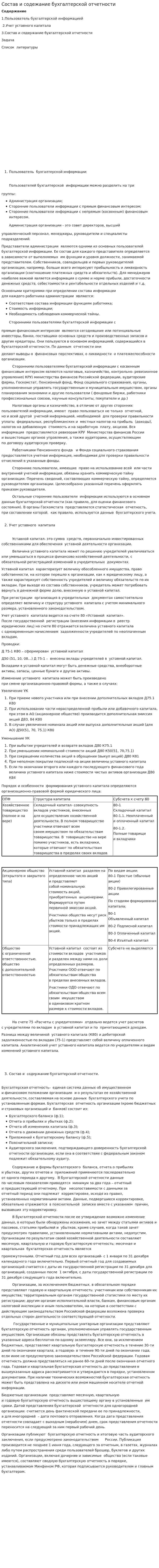 Состав и содежание бухгалтерской отчетности