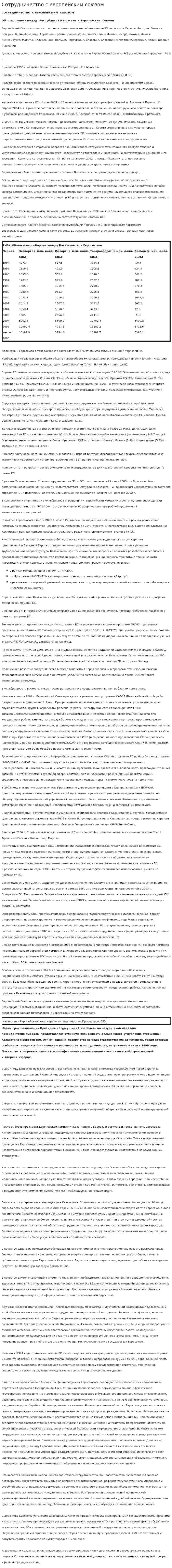 Сотрудничество с европейским союзом
