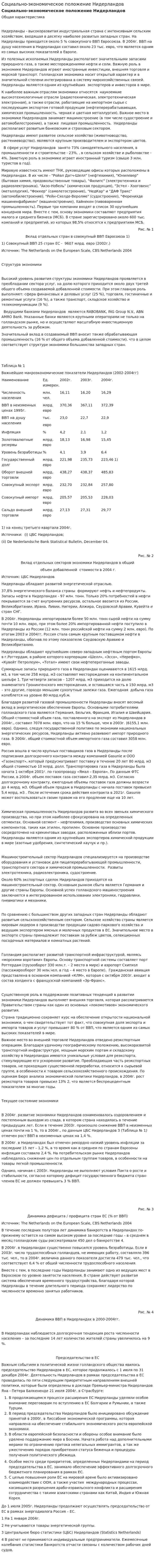 Социально-экономическое положение Нидерландов