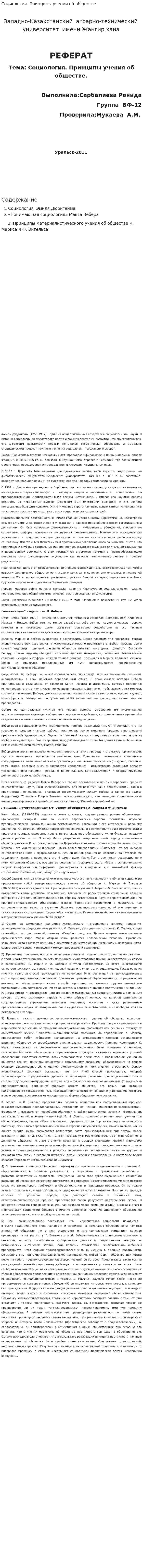 Социология. Принципы учения об обществе