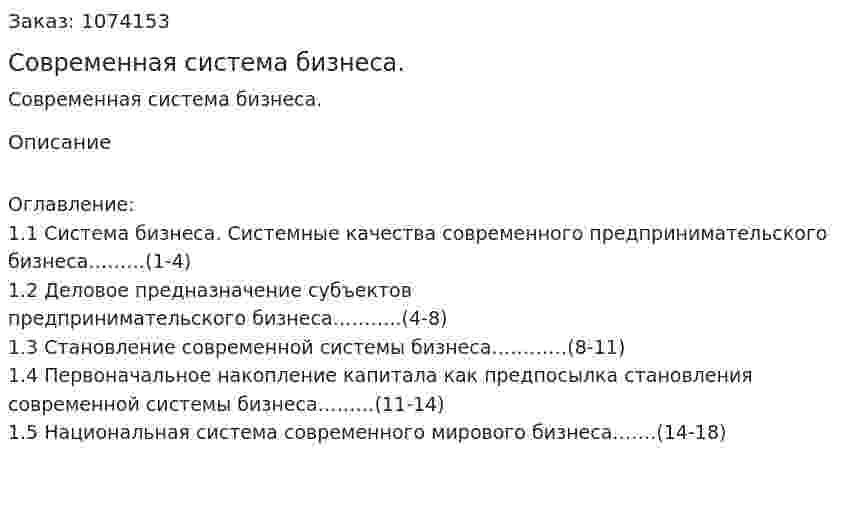 Современная система бизнеса. (контрольная работа) 