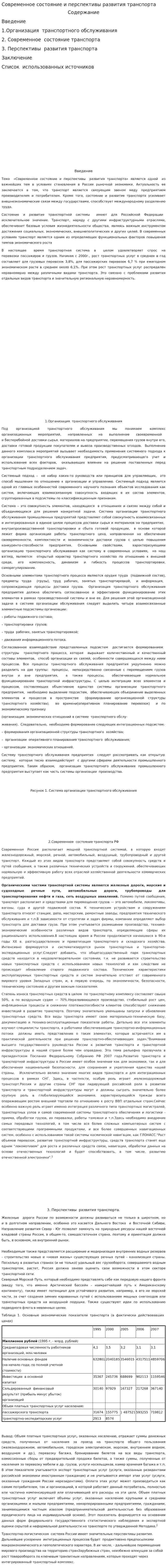 Современное состояние и перспективы развития транспорта