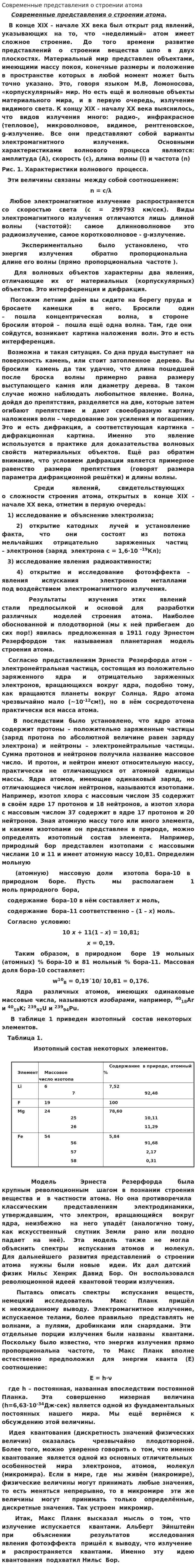 Современные представления о строении атома
