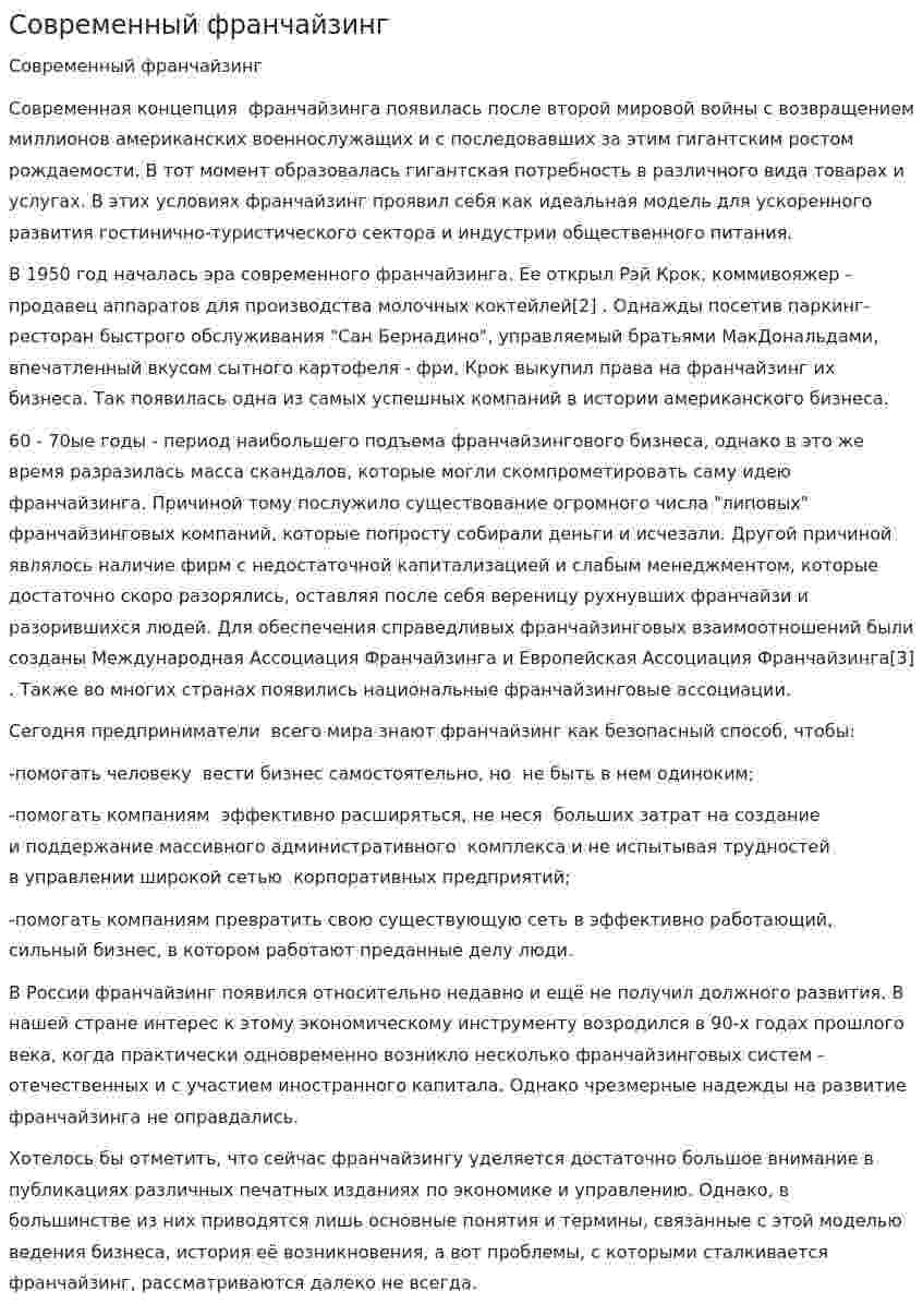 Современный франчайзинг