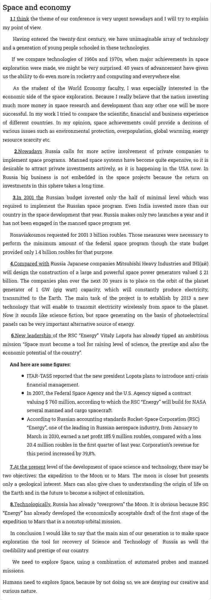 Space and economy
