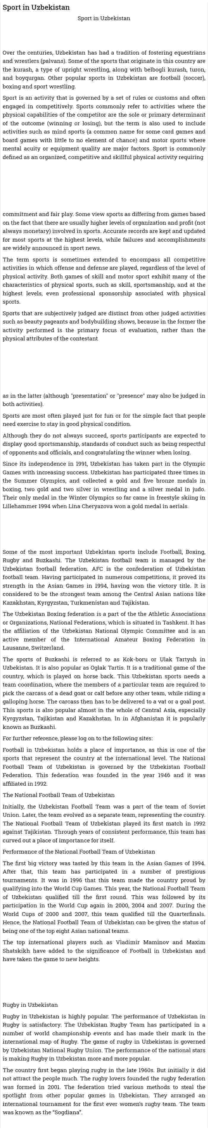 Sport in Uzbekistan