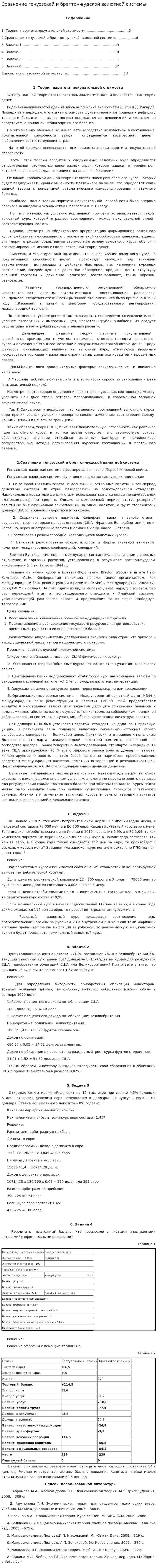 Сравнение генуэзской и бреттон-вудской валютной системы