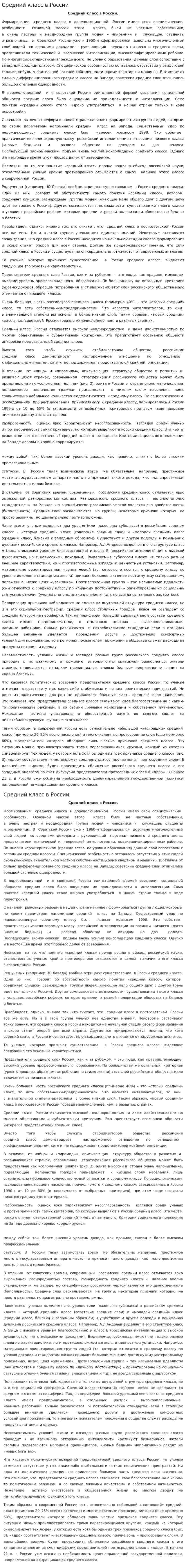 Средний класс в России. 4