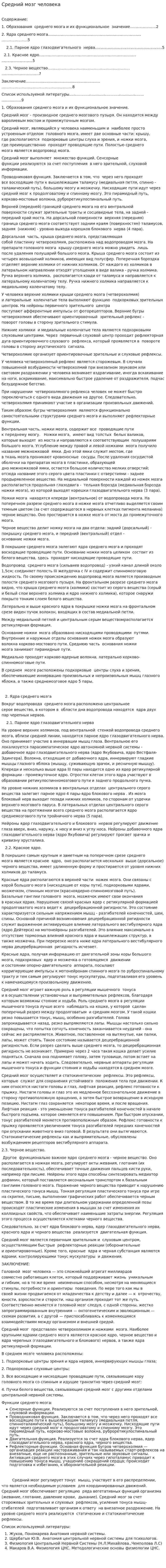 Средний мозг человека