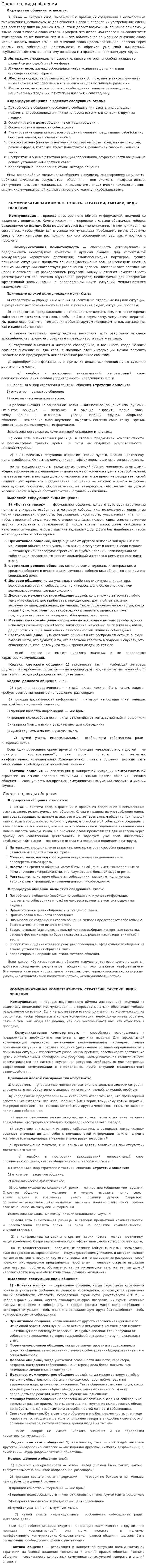 Средства, виды общения