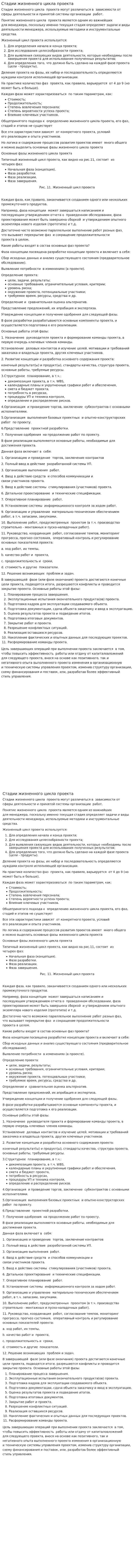 Стадии жизненного цикла проекта