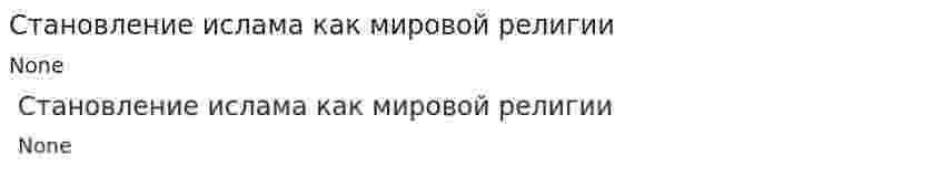 Становление ислама как мировой религии