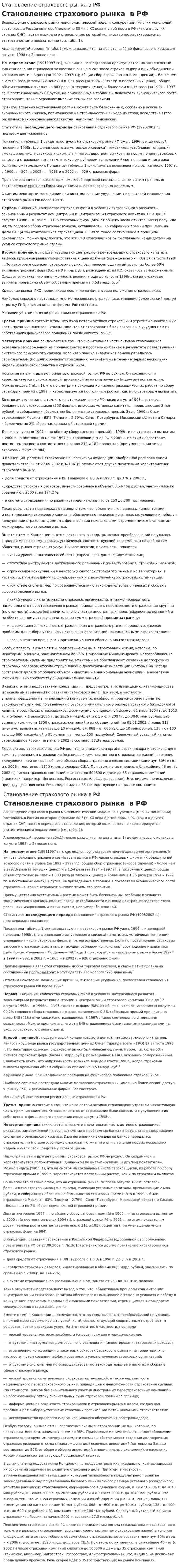 Становление страхового рынка в РФ