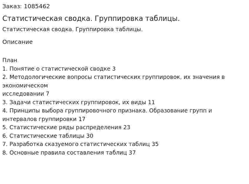 Статистическая сводка. Группировка таблицы. 