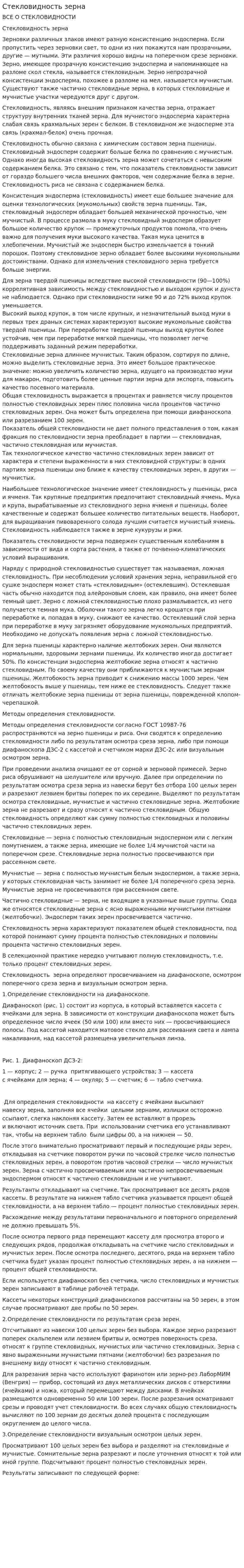 Стекловидность зерна