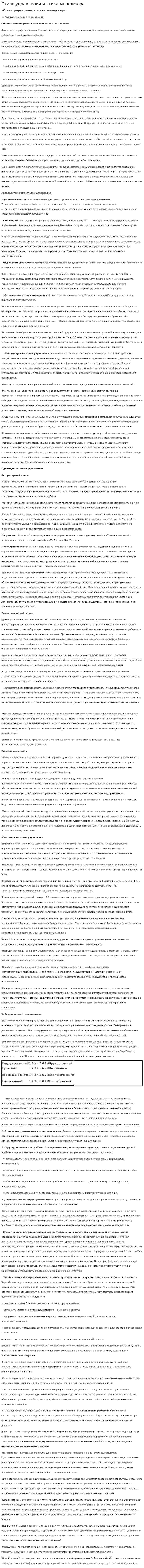 Стиль управления и этика менеджера