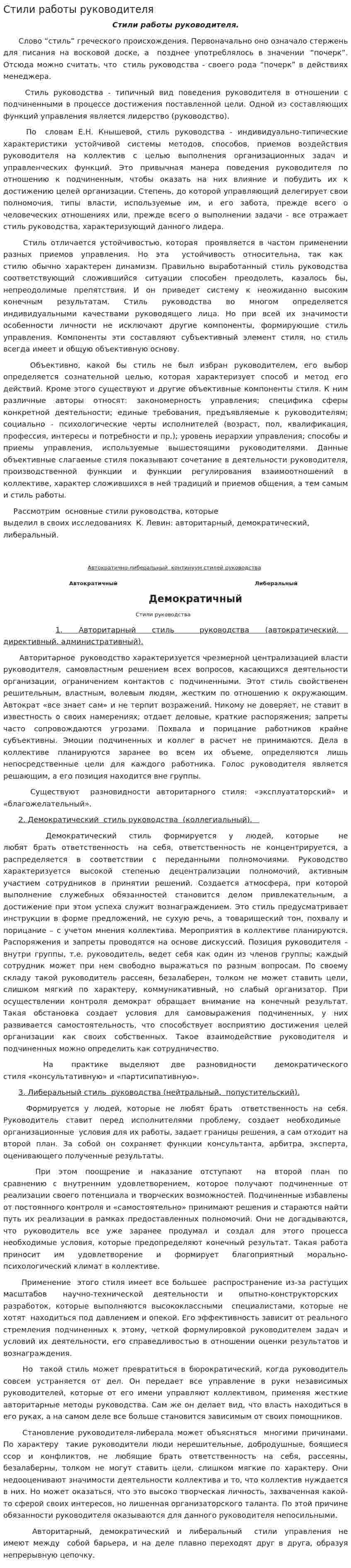 Стили работы руководителя
