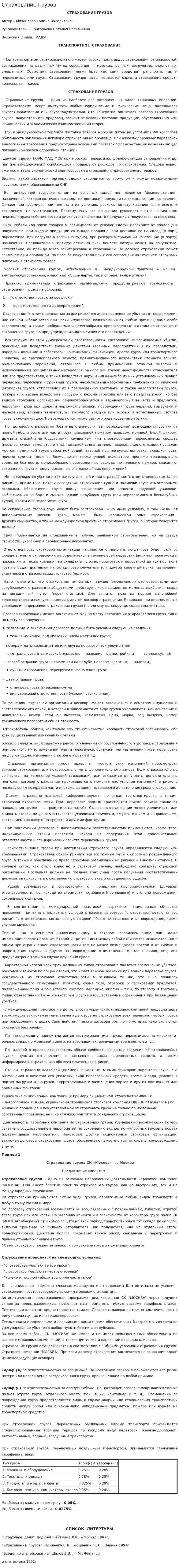 Страхование Грузов