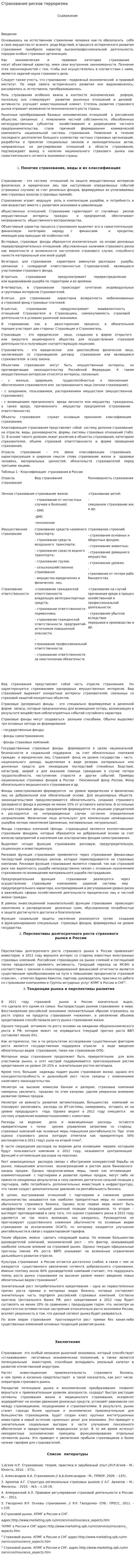 Страхование рисков терроризма. 2