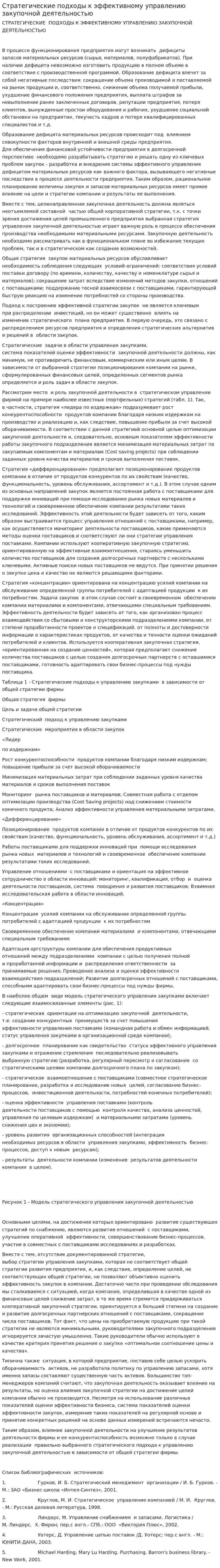 Стратегические подходы к эффективному управлению закупочной деятельностью