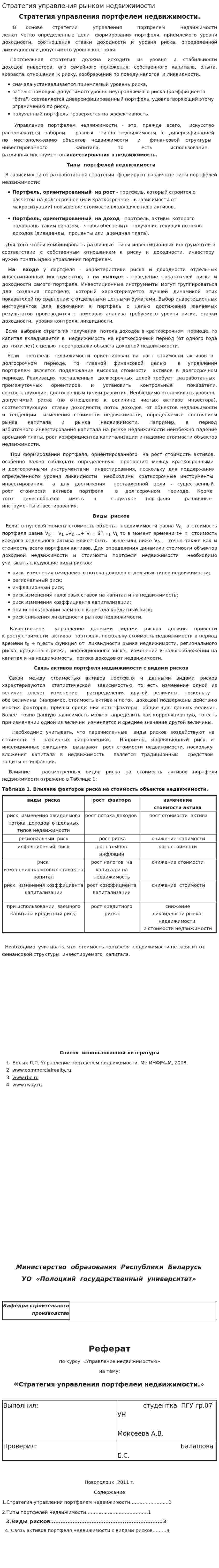 Стратегия управления рынком недвижимости