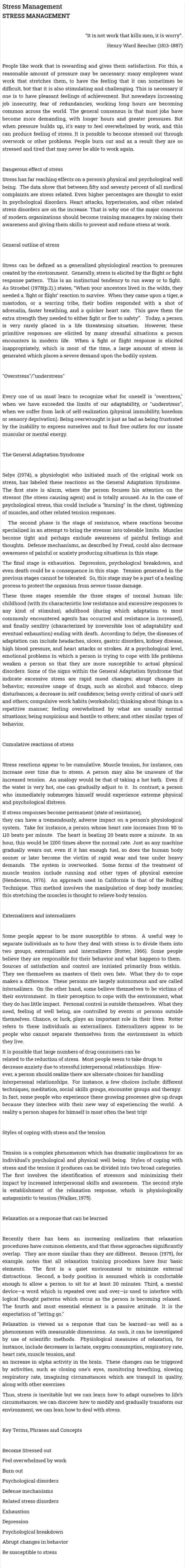 Stress Management