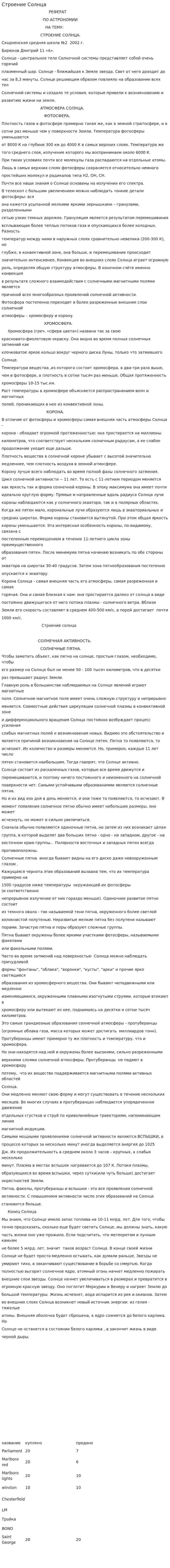 Строение Солнца